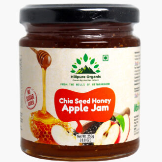 Hillpure Organic Grown by mother nature Chia Seed Apple Jam | Made with Real Apples & Pure Honey | No Added Sugar | Rich in Fiber & Omega-3 | Healthy Spread | Healthy, Gut-Friendly Spread | Best for kids