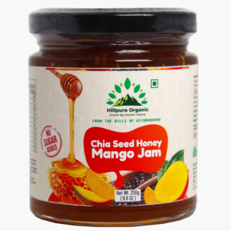 Hillpure Organic Grown by mother nature Chia Seed Honey Mango Jam | Natural Honey-Based Mango Spread with Chia Seeds | No Refined Sugar | Real Mango Pulp | Healthy Breakfast & Snack Spread | 250g